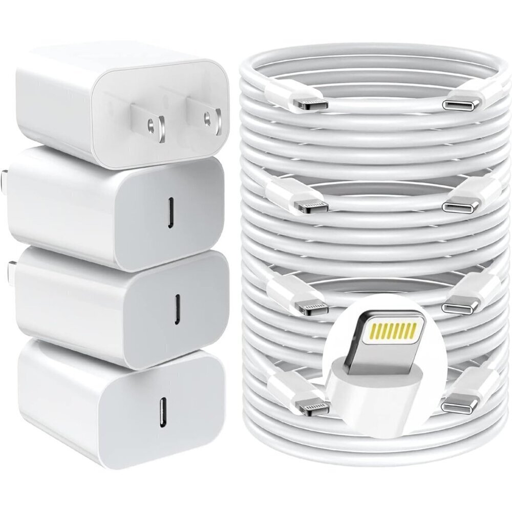 iPhone Charger Fast Charging,20W PD USB C Wall Charger 4 Pack with 6FT Fast Char